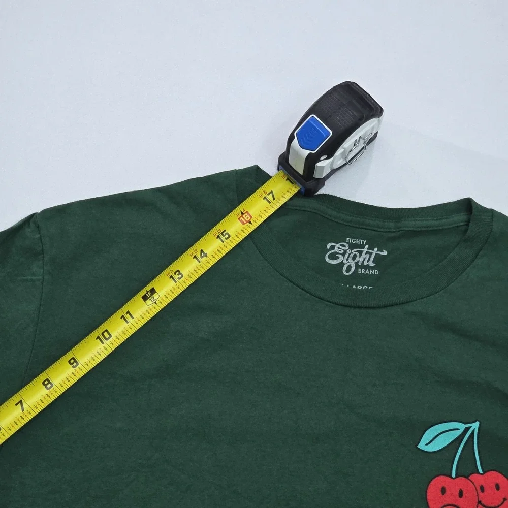 Eighty Eight Brand Mens Antisocial Cherry Graphic T-Shirt Green 2XL Streetwear
